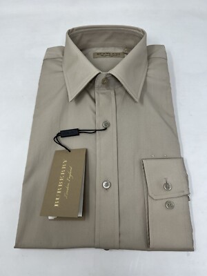 Burberry Men s Long Sleeve Dress Shirt Stone Size 16 New