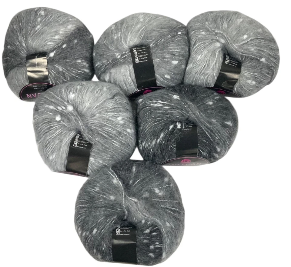 Lot Of 6 Muyuan Dot Mohair Yarn Gradient 50g Each Shades Of Gray - Image 2 of 2