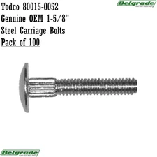 Todco 80015-0052 Genuine OEM 1-5/8" Steel Carriage Bolts Pack of 100