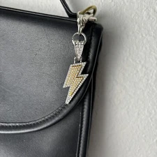 Rhinestone Lightning Bolt Electric Shock Bag Charm Keychain Key Chain New