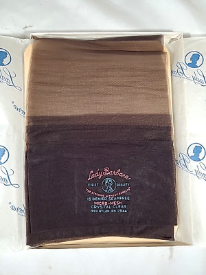 1 Pr - Vtg. 60's Lady Barbara Sz. 9 1/2 Graphite Nylon Stockings/ 15 Dernier