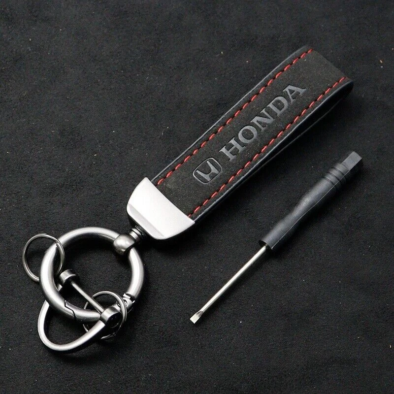 Car Logo Key Chain Car Key Ring Black Leather Keychain Accessories for Honda