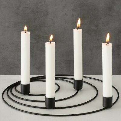 Kerzenhalter schwarz matt Stabkerze Metall modern Adventskranz Deko abstrakt