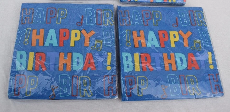 Servilletas servilletas de papel de feliz cumpleaños fiesta sello 2x16 = 32 Foto 2 de 3