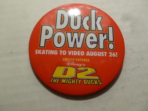 Mighty Ducks Pin Back Hockey Video Store Promotional Movie Button D2 1994 Promo