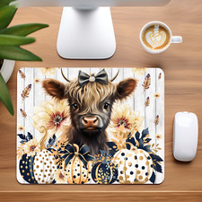 Highland Cow  Pumpkins Custom Non-Slip Neoprene Mouse Pad Home Office