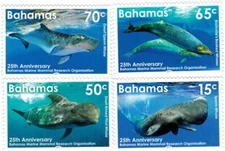 Bahamas 2017 - Whales, Marine Mammals Research - Set of 4 Stamps - MNH