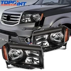 Pair Headlights Assembly For Honda Pilot 3.5L 2012 2013 2014 2015 Black Housing