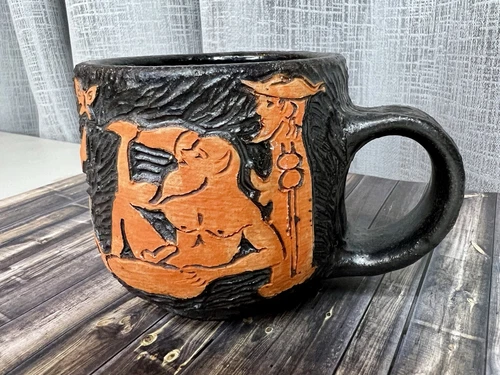 Original DEWEY ARSEE’ Art Studio Pottery Coffee Soup Mug RARE Adult Pagan Devil