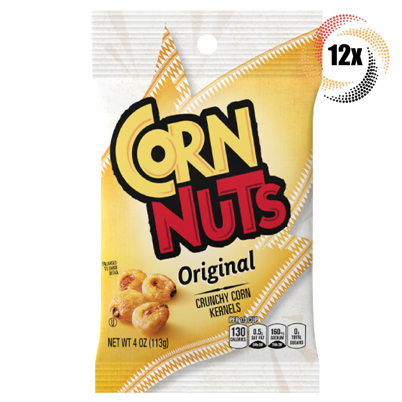 Полная коробка 12 пакетиков кукурузных орехов с оригинальным вкусом Хрустящих зерен кукурузы | 4 унции