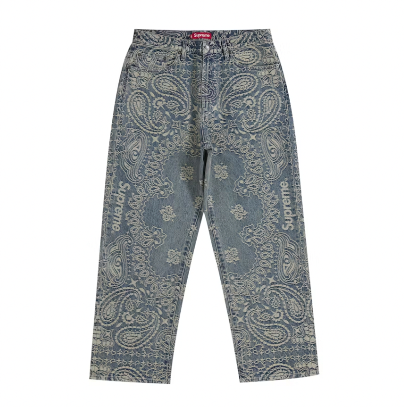 Supreme Bandana Jacquard BaggyJean W34 黒