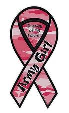 Magnetic Bumper Sticker - Army Girl - Ribbon Shaped Military Support Magnet