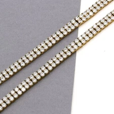 2 Row Tennis CZ Bling Tennis 34“ Neck Chain Stainless Steel ANTI TARNISH for Men
