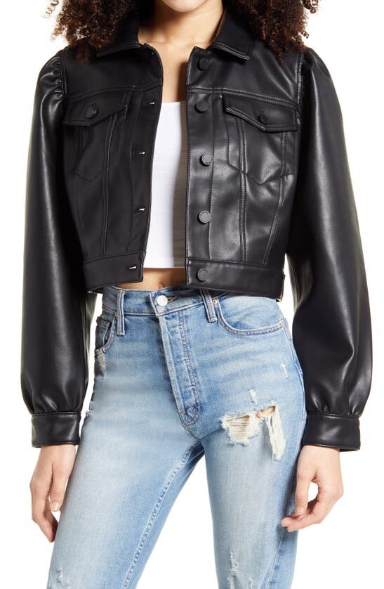 NWT BLANKNYC Puff Sleeve Faux Leather 