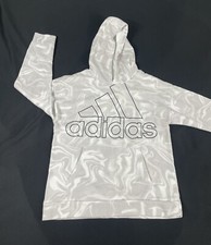 Adidas Unisex Kids Gray Cotton Athletic Hoodie Size L 14 