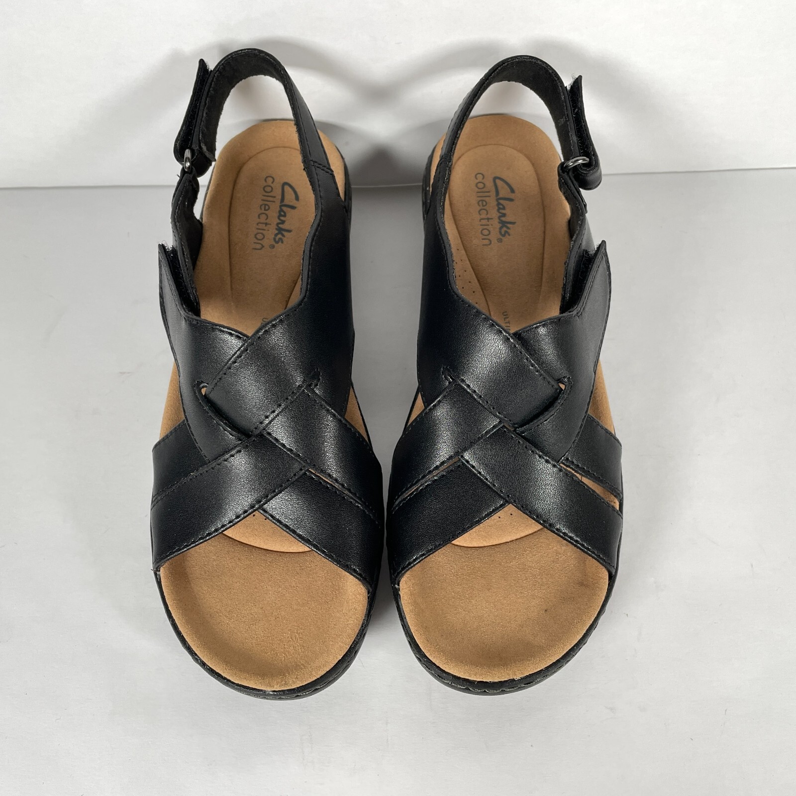 Clarks Merliah Echo Womens Size 7 M Black Leather Slingback Sandals