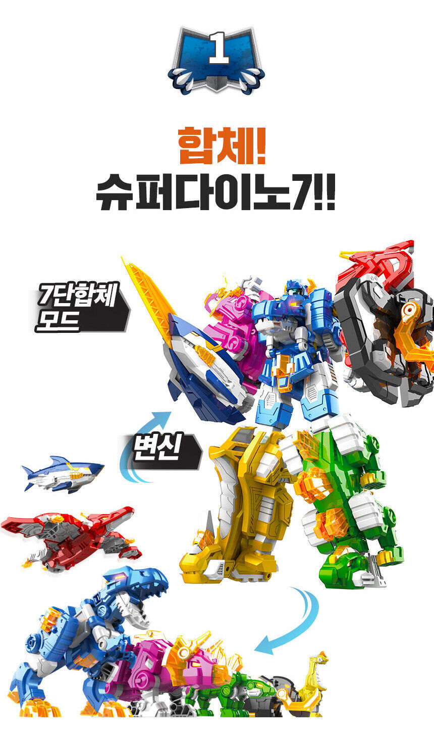 Miniforce SUPER DINO SEVEN 7Dinosaurs Integration Transformer Robot