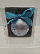 Kurt Adler Glass Bulb Ornament Baby First Christmas Ornament Boy Blue