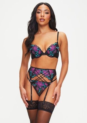 Ann Summers Flourishing Black + Multicolour Suspender Belt Small 8 10 - 第 3/5 張圖片