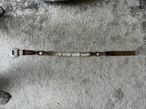 Nocona Women's Size M Concho Calf Brown/Blonde Hair Leather Belt Vintage - Picture 6 of 6