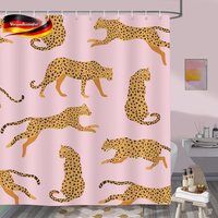 Duschvorhang Wasserdicht 180X200 Cm Leopard Tiermuster Bad Dekoration