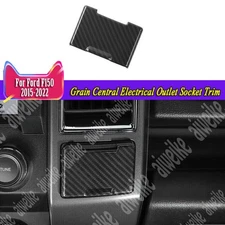 Carbon Fiber Grain Central Electrical Outlet Socket Trim For Ford F150 2015-2020