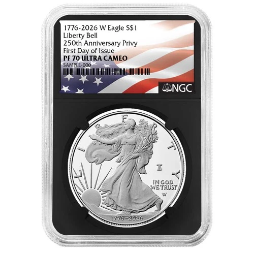2026-W $1 1-oz Proof American Silver Eagle NGC PF70UC FDI Flag Label Retro Core