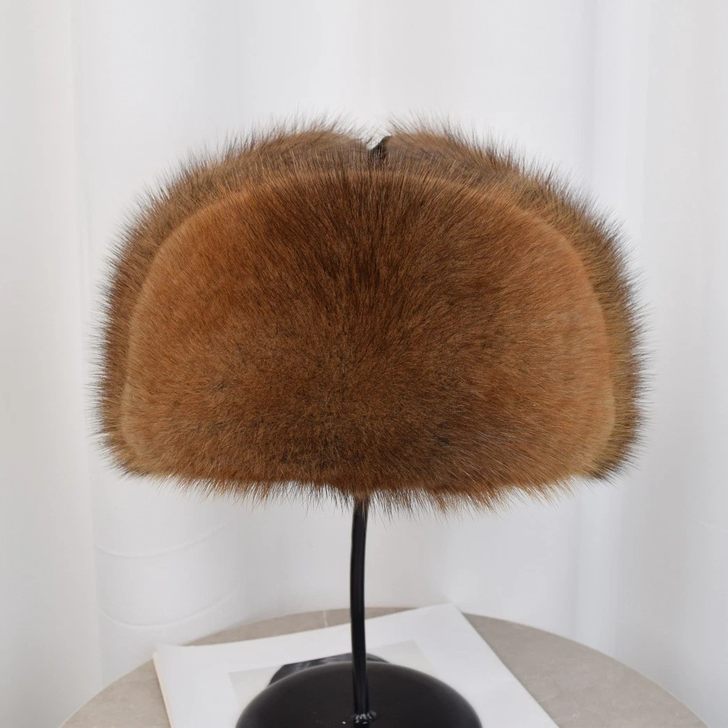 100% Real Whole Mink Fur Hat Handsome Luxury Thicken Winter Warm Cap Men