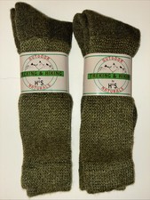 2 Pr Merino Wool Loose Fitting Diabetic/Big Calfs Socks 8-12 Shoe OD Green