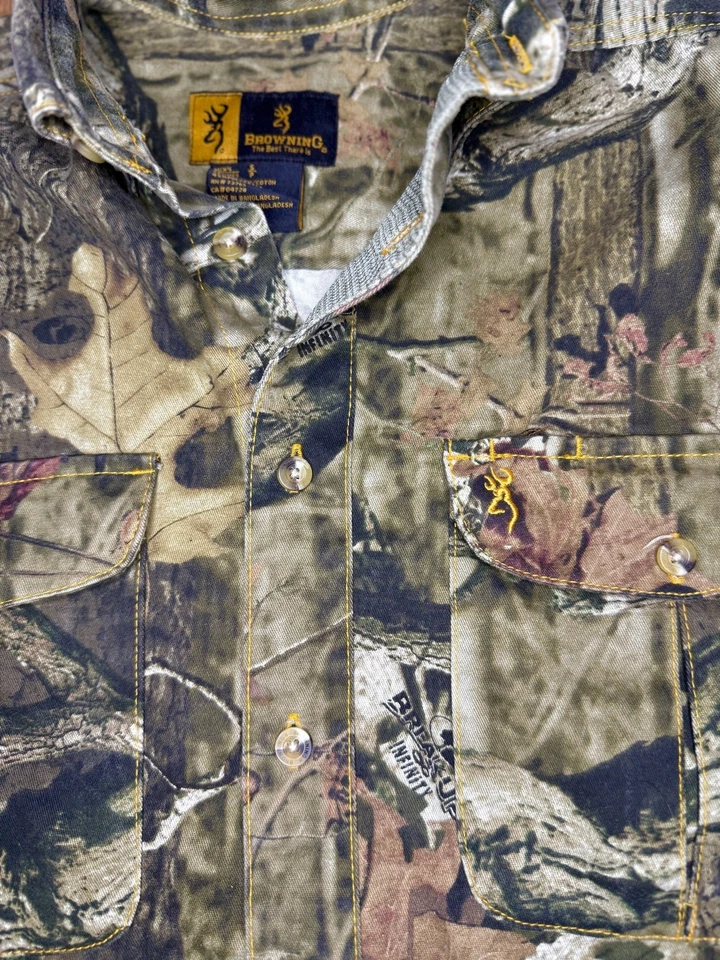 Browning рубашка мужская S Mossy Oak камуфляж длинным рукавом на пуговицах фланель охоты - Изображение 4 из 4