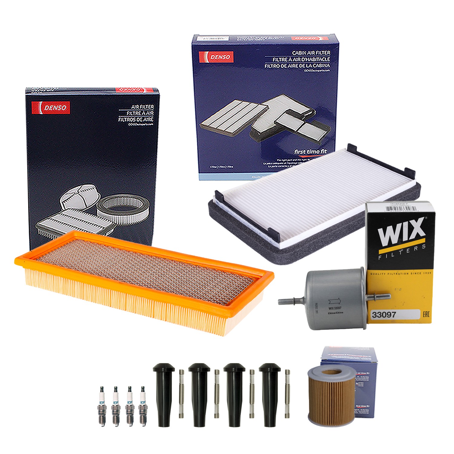 Denso Tune Up Kit 4 Spark Plugs  Boots Kit for Escape Mariner Tribute 2.3L L4