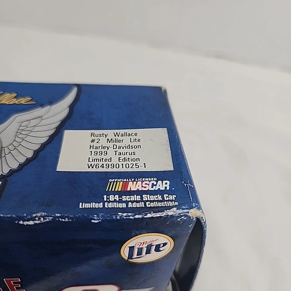 1999 Action #2 Rusty Wallace Harley Davidson Miller Lite Taurus 1/64 NASCAR - Image 3 of 4