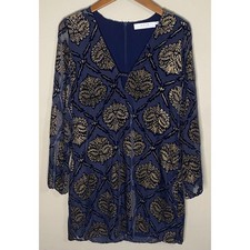 ASTR The Label Women's Dress Size XS Short Navy Blue Velvet Boho Stevie Shift