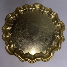 LBNY 24k Gold Plated “Lehman” Tray Scalloped Serving Dish Vintage VGC