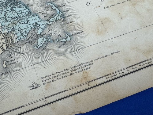1844 NEW ENGLAND & NY Colored Map ~ Olney's School Geography, D.F. Robinson CT - Picture 5 of 23