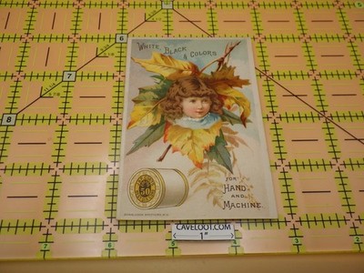 Antique J&P Coats Thread Victorian Trade Card Autumn Leaves Child Art