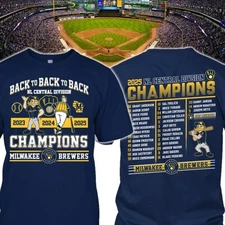 HOT! 2025 Milwaukee Brewers Back To Back To Back NL Central Division Champions