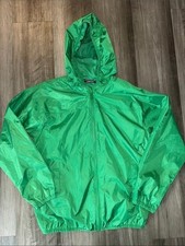 Lands End boys jacket large 14-16 green rain wind zip up coat