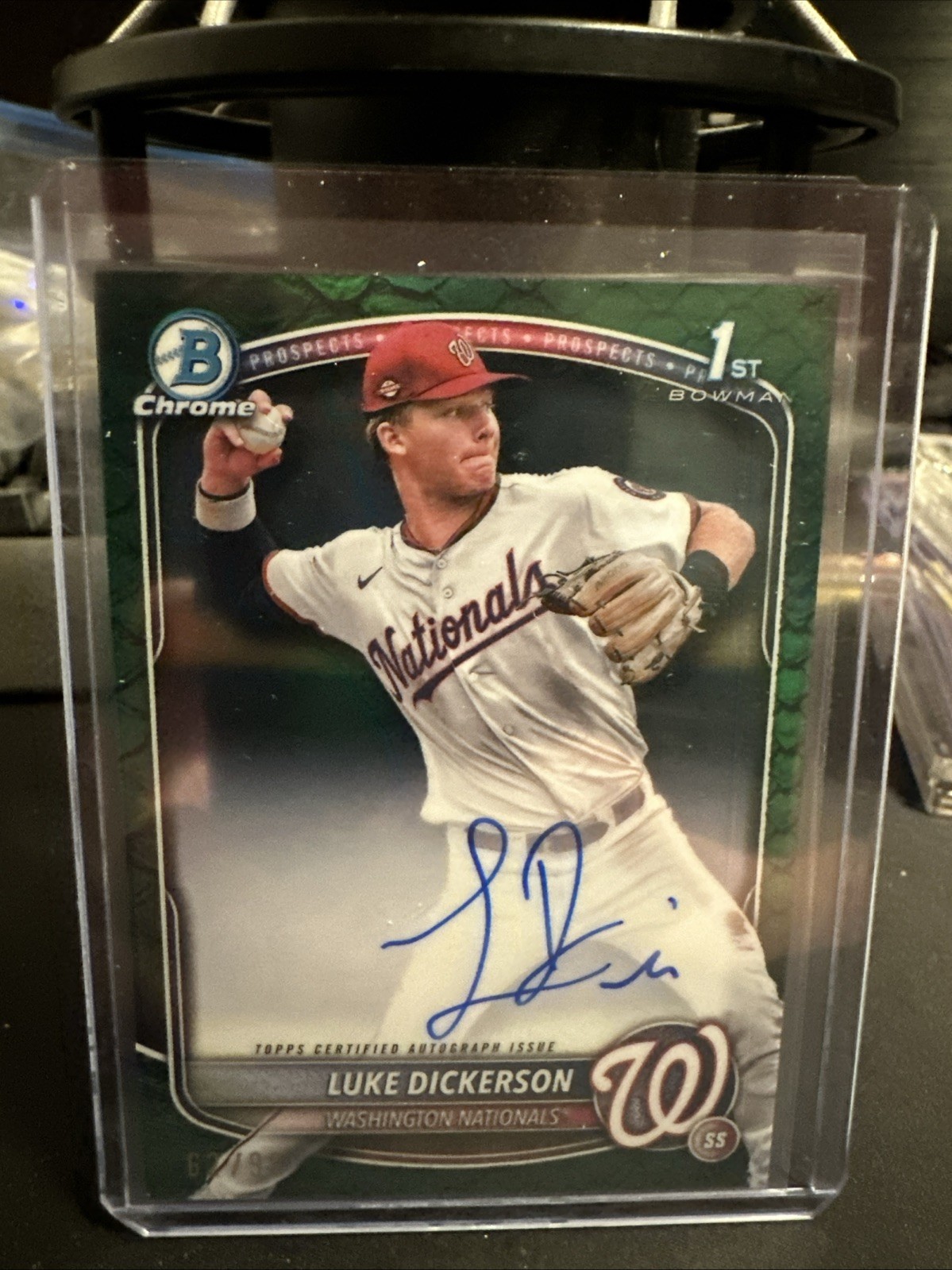 2025 Bowman Chrome Luke Dickerson Green Reptilian 1st Auto /99 Nationals