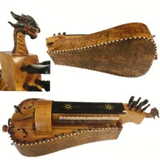 Good sound Hurdy Gurdy, Carved Monster, Bird's eye wood inlay shell purflings