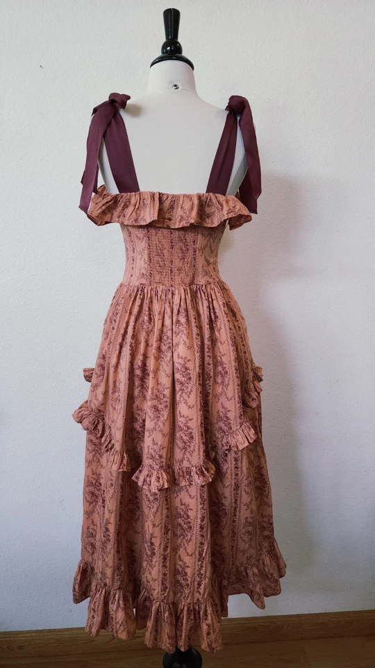 Anthropologie Midi Dress New Size Small XS Floral Mauve Goddess Coquette Boho - Image 3 of 4