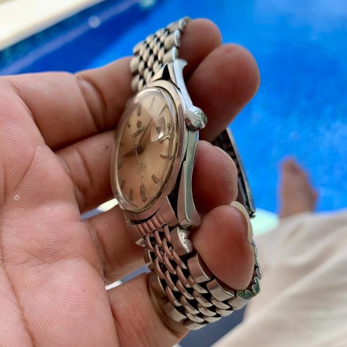 Rare TITONi Airmaster 25 Jewels Automatic Date Silver Dial Watch