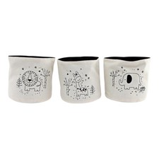 Animal Small Storage Baskets for Childs nursery Set of 3 - Lion Giraffe Elephant