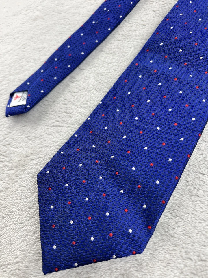 Corbata Turnbull & Asser Para Hombre Azul Seda Micro Punto Londres Hecha en Inglaterra Hecha a Mano Foto 2 de 4