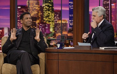 Actor Denzel Washington during an interview with host Jay Leno on - Old Photo 4