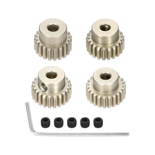 4Pcs 48P Aluminum Pinion Gear Set 20T-23T, 3.175mm Shaft, RC Motor, Wrench