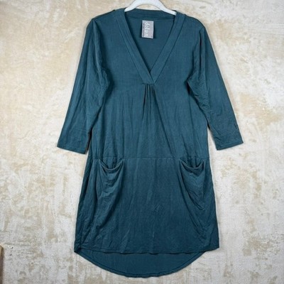 Dolan Left Coast Collection Teal V-Neck Pocket Shift Dress Small Cupro Blend