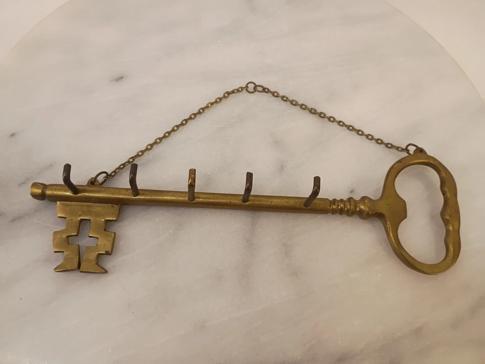 Gancho de pared con llave esqueleto de latón vintage soporte para llaves de joyería Foto 2 de 4