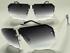 Men Classic Retro Modern Hip Hop Style SUNGLASSES Silver Frame Gray & Clear Lens