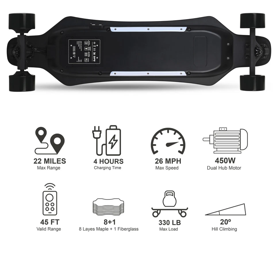 Used G‑NAMICS Electric Skateboard – 900W Dual Hub Motor, 26 MPH, 22 Mile Range - Image 4 of 4